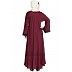 Embroidered Umbrella cut Nida abaya- Maroon-White